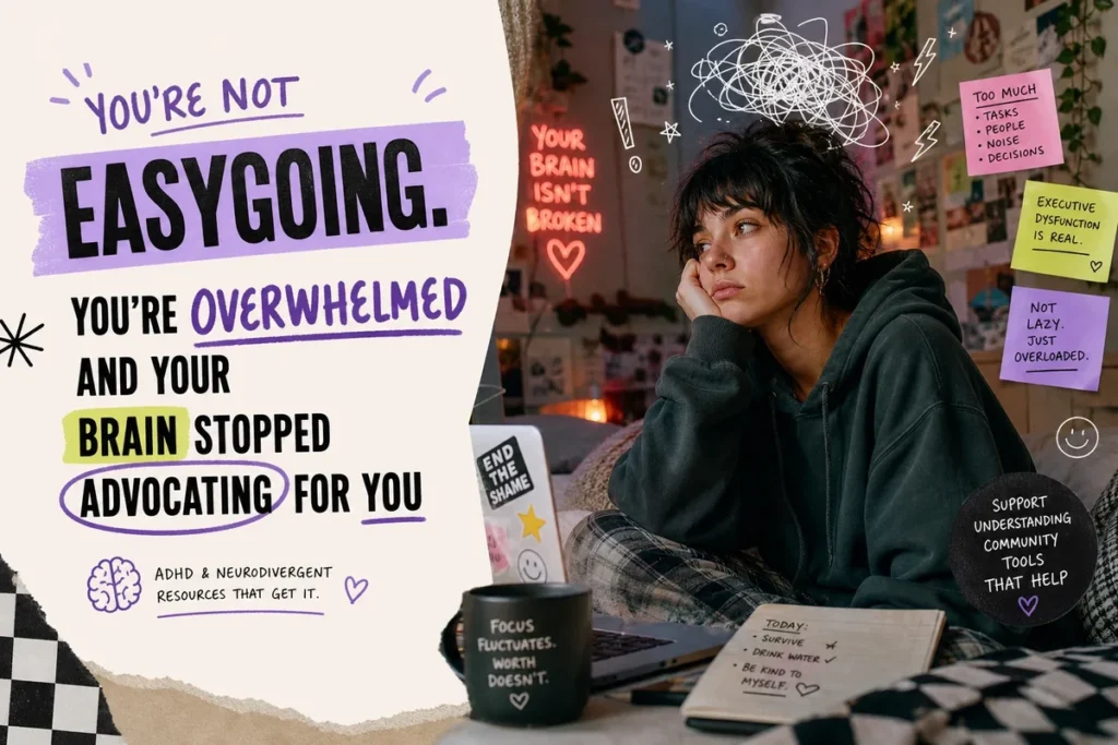 You’re Not Easygoing. You’re Overwhelmed and Your Brain Stopped Advocating For You.