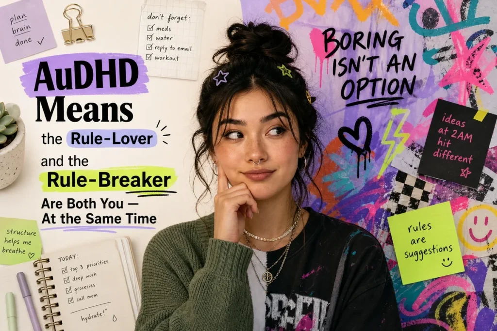 AuDHD Means the Rule-Lover and the Rule-Breaker Are Both You — At the Same Time
