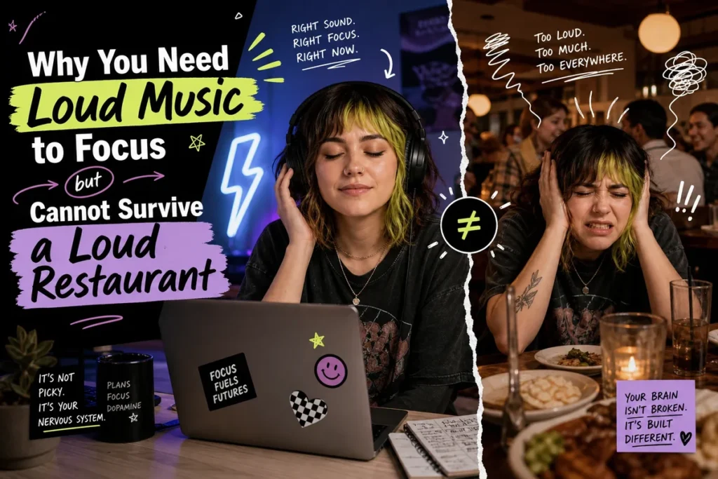 Why You Need Loud Music to Focus but Cannot Survive a Loud Restaurant