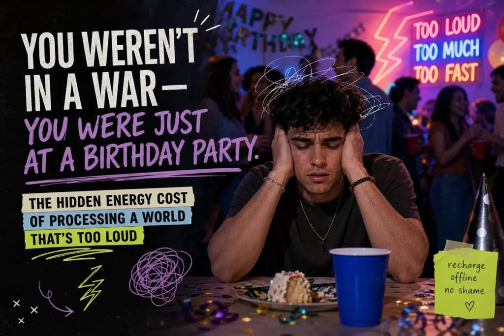 You Weren’t in a War — You Were Just at a Birthday Party. The Hidden Energy Cost of Processing a World That’s Too Loud