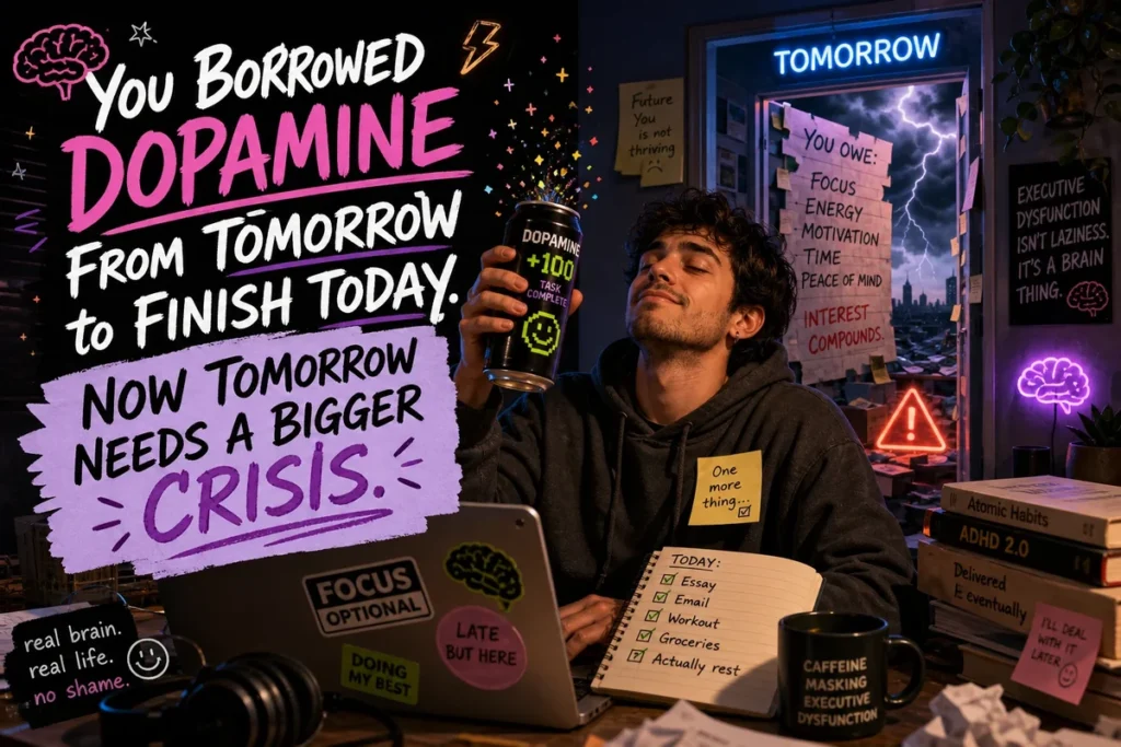 You Borrowed Dopamine From Tomorrow to Finish Today. Now Tomorrow Needs a Bigger Crisis.