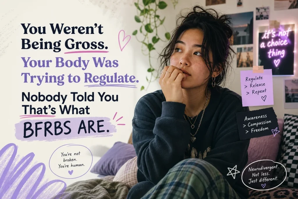 You Weren’t Being Gross. Your Body Was Trying to Regulate. Nobody Told You That’s What BFRBs Are.