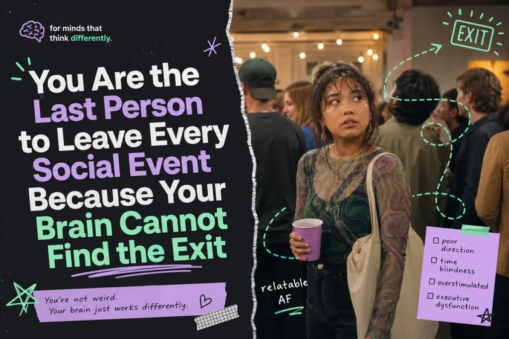 You Are the Last Person to Leave Every Social Event Because Your Brain Cannot Find the Exit